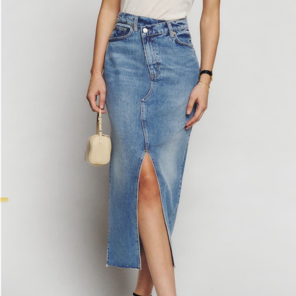 Reformation Nila Asymmetrical Denim Skirt